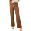 imageSidefeel Womens Jeans High Waisted Straight Leg Stretchy Jeans Trendy Button Fly Raw Hem Wide Leg Denim PantsBrown