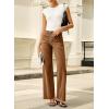 imageSidefeel Womens Jeans High Waisted Straight Leg Stretchy Jeans Trendy Button Fly Raw Hem Wide Leg Denim PantsBrown
