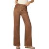 imageSidefeel Womens Jeans High Waisted Straight Leg Stretchy Jeans Trendy Button Fly Raw Hem Wide Leg Denim PantsBrown
