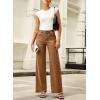 imageSidefeel Womens Jeans High Waisted Straight Leg Stretchy Jeans Trendy Button Fly Raw Hem Wide Leg Denim PantsBrown