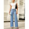 imageSidefeel Womens Jeans High Waisted Straight Leg Stretchy Jeans Trendy Button Fly Raw Hem Wide Leg Denim PantsIceland Blue