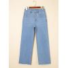 imageSidefeel Womens Jeans High Waisted Straight Leg Stretchy Jeans Trendy Button Fly Raw Hem Wide Leg Denim PantsIceland Blue
