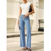 imageSidefeel Womens Jeans High Waisted Straight Leg Stretchy Jeans Trendy Button Fly Raw Hem Wide Leg Denim PantsIceland Blue