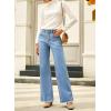 imageSidefeel Womens Jeans High Waisted Straight Leg Stretchy Jeans Trendy Button Fly Raw Hem Wide Leg Denim PantsIceland Blue