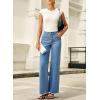 imageSidefeel Womens Jeans High Waisted Straight Leg Stretchy Jeans Trendy Button Fly Raw Hem Wide Leg Denim PantsLight Blue