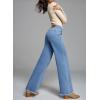 imageSidefeel Womens Jeans High Waisted Straight Leg Stretchy Jeans Trendy Button Fly Raw Hem Wide Leg Denim PantsLight Blue