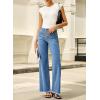 imageSidefeel Womens Jeans High Waisted Straight Leg Stretchy Jeans Trendy Button Fly Raw Hem Wide Leg Denim PantsLight Blue