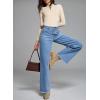 imageSidefeel Womens Jeans High Waisted Straight Leg Stretchy Jeans Trendy Button Fly Raw Hem Wide Leg Denim PantsLight Blue