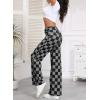 imageSidefeel Womens Wide Leg Jeans High Waisted Stretchy Straight Leg Checkered Loose Denim PantsBlack
