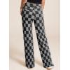 imageSidefeel Womens Wide Leg Jeans High Waisted Stretchy Straight Leg Checkered Loose Denim PantsBlack