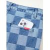 imageSidefeel Womens Wide Leg Jeans High Waisted Stretchy Straight Leg Checkered Loose Denim PantsLight Blue