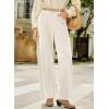 imageSidefeel Womens Corduroy Pants Casual High Waisted Baggy Wide Leg Elastic Waist Loose Trousers with PocketsApricot