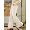imageSidefeel Womens Corduroy Pants Casual High Waisted Baggy Wide Leg Elastic Waist Loose Trousers with PocketsApricot