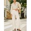 imageSidefeel Womens Corduroy Pants Casual High Waisted Baggy Wide Leg Elastic Waist Loose Trousers with PocketsApricot