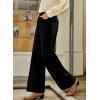 imageSidefeel Womens Corduroy Pants Casual High Waisted Baggy Wide Leg Elastic Waist Loose Trousers with PocketsBlack