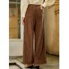 imageSidefeel Womens Corduroy Pants Casual High Waisted Baggy Wide Leg Elastic Waist Loose Trousers with PocketsCoffee