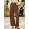 imageSidefeel Womens Corduroy Pants Casual High Waisted Baggy Wide Leg Elastic Waist Loose Trousers with PocketsCoffee