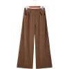 imageSidefeel Womens Corduroy Pants Casual High Waisted Baggy Wide Leg Elastic Waist Loose Trousers with PocketsCoffee