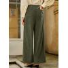 imageSidefeel Womens Corduroy Pants Casual High Waisted Baggy Wide Leg Elastic Waist Loose Trousers with PocketsGreen