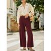 imageSidefeel Womens Corduroy Pants Casual High Waisted Baggy Wide Leg Elastic Waist Loose Trousers with PocketsRacing Red
