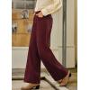 imageSidefeel Womens Corduroy Pants Casual High Waisted Baggy Wide Leg Elastic Waist Loose Trousers with PocketsRacing Red