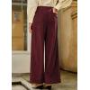 imageSidefeel Womens Corduroy Pants Casual High Waisted Baggy Wide Leg Elastic Waist Loose Trousers with PocketsRacing Red