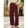 imageSidefeel Womens Corduroy Pants Casual High Waisted Baggy Wide Leg Elastic Waist Loose Trousers with PocketsRacing Red