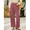 imageSidefeel Womens Corduroy Pants Casual High Waisted Baggy Wide Leg Elastic Waist Loose Trousers with PocketsViolet