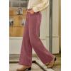 imageSidefeel Womens Corduroy Pants Casual High Waisted Baggy Wide Leg Elastic Waist Loose Trousers with PocketsViolet