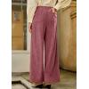 imageSidefeel Womens Corduroy Pants Casual High Waisted Baggy Wide Leg Elastic Waist Loose Trousers with PocketsViolet