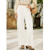 imageSidefeel Womens Corduroy Pants Casual High Waisted Baggy Wide Leg Elastic Waist Loose Trousers with PocketsWhite