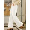 imageSidefeel Womens Corduroy Pants Casual High Waisted Baggy Wide Leg Elastic Waist Loose Trousers with PocketsWhite