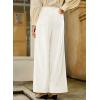 imageSidefeel Womens Corduroy Pants Casual High Waisted Baggy Wide Leg Elastic Waist Loose Trousers with PocketsWhite