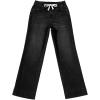 imageSidefeel Womens Wide Leg Jeans High Waisted Stretchy Straight Leg Baggy Drawstring Zimbaplatinum Denim PantsBlack