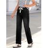 imageSidefeel Womens Wide Leg Jeans High Waisted Stretchy Straight Leg Baggy Drawstring Zimbaplatinum Denim PantsBlack