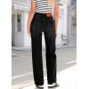imageSidefeel Womens Wide Leg Jeans High Waisted Stretchy Straight Leg Baggy Drawstring Zimbaplatinum Denim PantsBlack