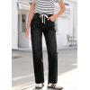 imageSidefeel Womens Wide Leg Jeans High Waisted Stretchy Straight Leg Baggy Drawstring Zimbaplatinum Denim PantsBlack