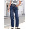 imageSidefeel Womens Wide Leg Jeans High Waisted Stretchy Straight Leg Baggy Drawstring Zimbaplatinum Denim PantsBluing
