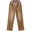 imageSidefeel Womens Wide Leg Jeans High Waisted Stretchy Straight Leg Baggy Drawstring Zimbaplatinum Denim PantsBrown