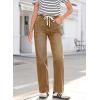 imageSidefeel Womens Wide Leg Jeans High Waisted Stretchy Straight Leg Baggy Drawstring Zimbaplatinum Denim PantsBrown