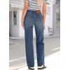 imageSidefeel Womens Wide Leg Jeans High Waisted Stretchy Straight Leg Baggy Drawstring Zimbaplatinum Denim PantsDark Blue