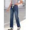 imageSidefeel Womens Wide Leg Jeans High Waisted Stretchy Straight Leg Baggy Drawstring Zimbaplatinum Denim PantsDark Blue