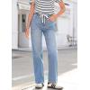imageSidefeel Womens Wide Leg Jeans High Waisted Stretchy Straight Leg Baggy Drawstring Zimbaplatinum Denim PantsIceland Blue