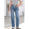 imageSidefeel Womens Wide Leg Jeans High Waisted Stretchy Straight Leg Baggy Drawstring Zimbaplatinum Denim PantsLight Blue