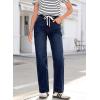 imageSidefeel Womens Wide Leg Jeans High Waisted Stretchy Straight Leg Baggy Drawstring Zimbaplatinum Denim PantsNavy Blue