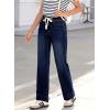 imageSidefeel Womens Wide Leg Jeans High Waisted Stretchy Straight Leg Baggy Drawstring Zimbaplatinum Denim PantsNavy Blue