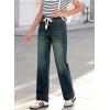 imageSidefeel Womens Wide Leg Jeans High Waisted Stretchy Straight Leg Baggy Drawstring Zimbaplatinum Denim PantsReal Teal