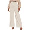 imageSidefeel Womens Corduroy Pants Casual High Waisted Baggy Wide Leg Elastic Waist Loose Trousers with PocketsApricot