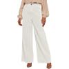 imageSidefeel Womens Corduroy Pants Casual High Waisted Baggy Wide Leg Elastic Waist Loose Trousers with PocketsWhite