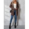 imageSidefeel Womens 2025 Fall Outfits Long Sleeve Open Front Contrast Cardigan Sweaters Oversized Chunky Hooded Sweaters CoatBrown